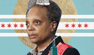 Illustration on monarchical attitudes from America&#39;s public servants such as Mayor Lori Lightfoot by Linas Garsys/The Washington Times