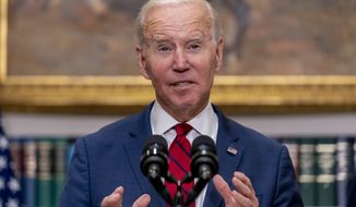 President Joe Biden speaks about the DISCLOSE Act in the Roosevelt Room of the White House in Washington, Tuesday, Sept. 20, 2022. (AP Photo/Andrew Harnik)
