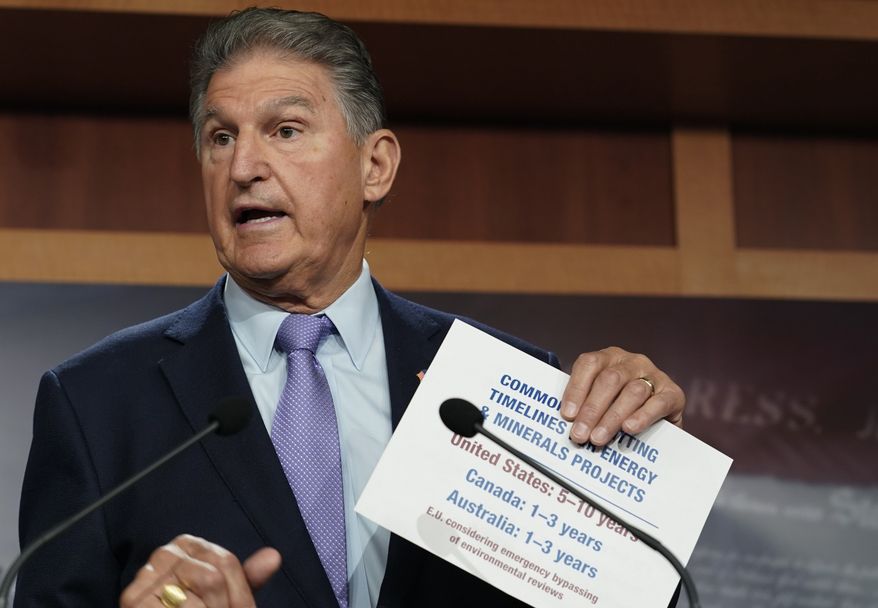 Sen. Joe Manchin, D-W.Va., speaks during a news conference Tuesday, Sept. 20, 2022, at the Capitol in Washington. (AP Photo/Mariam Zuhaib)