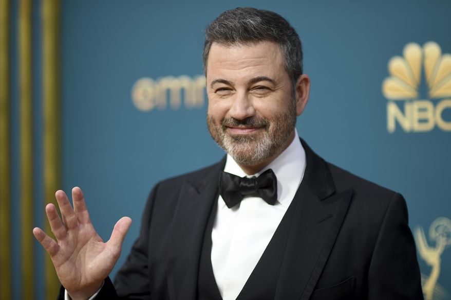 Jimmy Kimmel appears at the 74th Primetime Emmy Awards in in Los Angeles on Monday, Sept. 12, 2022. (Photo by Richard Shotwell/Invision/AP, File)