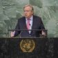 United Nations Secretary-General Antonio Guterres addresses the 77th session of the General Assembly at U.N. headquarters Tuesday, Sept. 20, 2022. (AP Photo/Mary Altaffer)