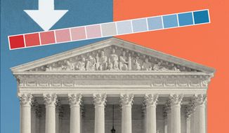 Illustration on the Supreme Court by Linas Garsys/The Washington times