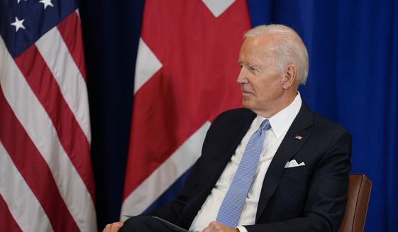 President Joe Biden meets with British Prime Minister Liz Truss during the 77th session of the United Nations General Assembly on Wednesday, Sept. 21, 2022, at the U.N. headquarters. (AP Photo/Evan Vucci)