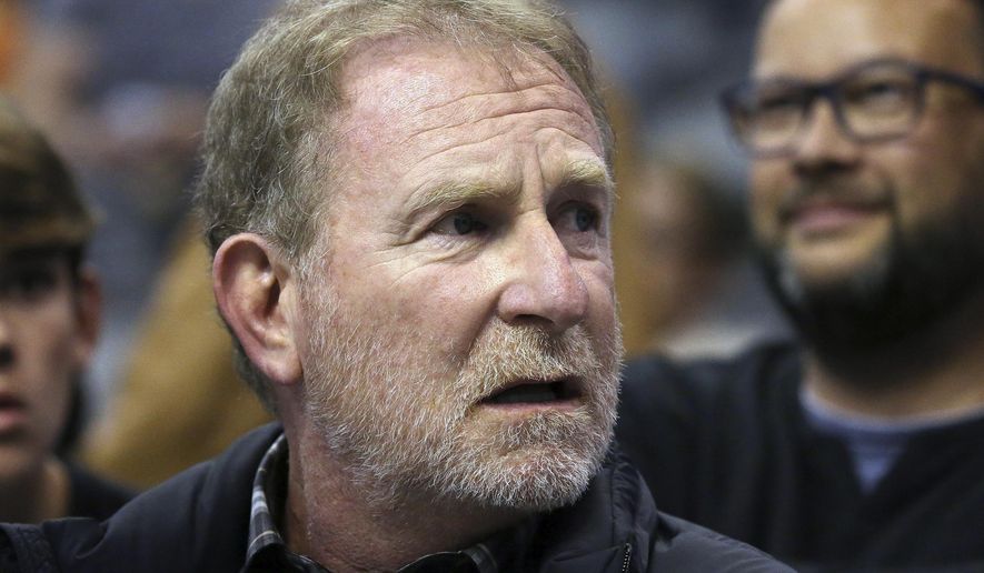 Phoenix Suns owner Robert Sarver watches his team play against the Memphis Grizzlies during the second half of an NBA basketball game on Dec. 11, 2019 in Phoenix. PayPal said Friday, Sept. 16, 2022, that the company will no longer sponsor the Phoenix Suns if owner Robert Sarver remains part of the franchise when his suspension ends. Sarver was suspended this week, plus fined $10 million, after an investigation showed a pattern of lewd, misogynistic, and racist speech and conduct during his 18 years as owner of the Suns. (AP Photo/Ross D. Franklin) **FILE**
