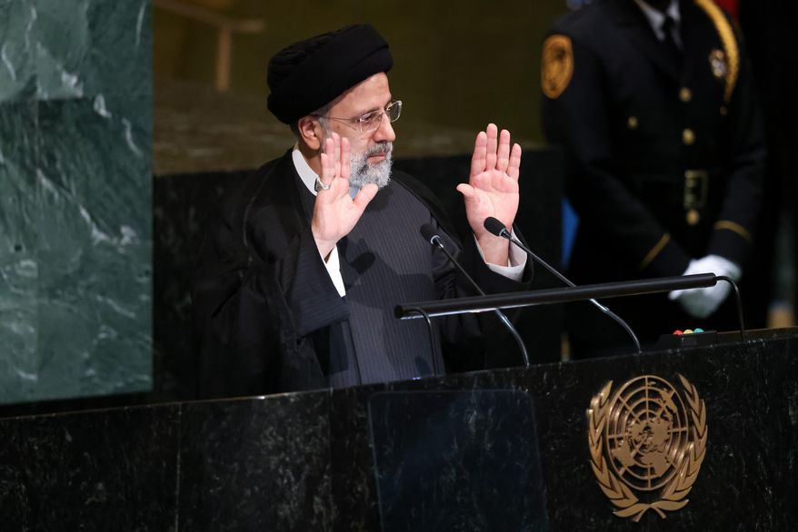 President of Iran Ebrahim Raisi addresses the 77th session of the United Nations General Assembly, Wednesday, Sept. 21, 2022. (AP Photo/Julia Nikhinson)