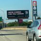 A billboard along Interstate 95 in Philadelphia sends a warning shot to Washington Commanders and former Eagles quarterback Carson Wentz. (Photo courtesy of Vince Rizzuto, Philly Sports Trips)