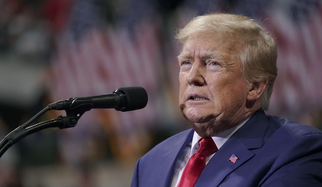 In this file photo, former President Donald Trump speaks at a rally in Wilkes-Barre, Pa., Sept. 3, 2022. Trump&#x27;s latest legal troubles – sweeping fraud allegations by New York&#x27;s attorney general and an appellate court&#x27;s stark repudiation by judges he appointed – have laid bare the challenges ahead as the former president operates without the protections afforded by the White House. (AP Photo/Mary Altaffer, File)  **FILE**