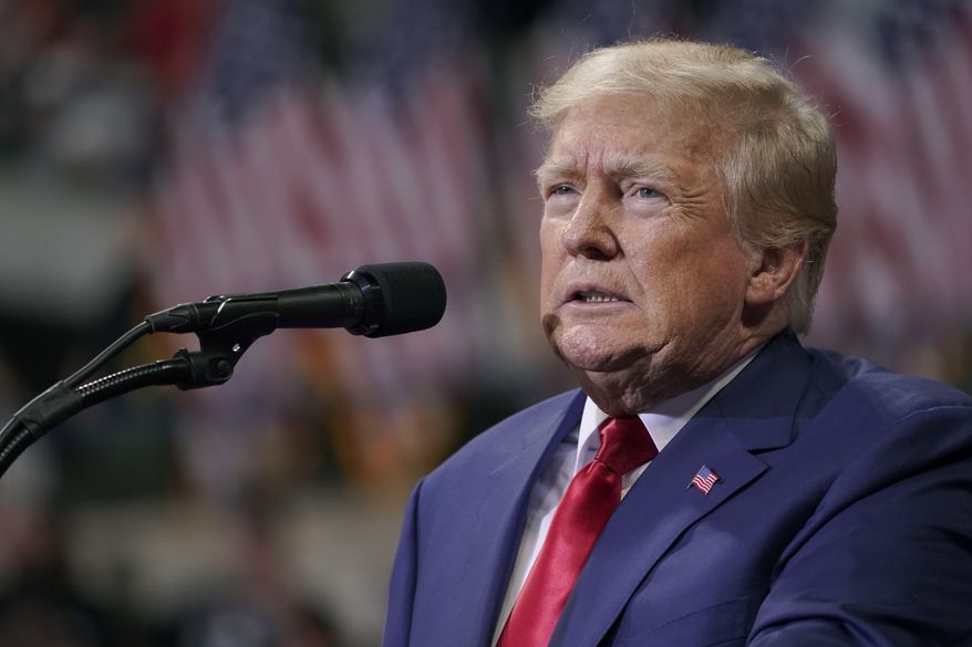 In this file photo, former President Donald Trump speaks at a rally in Wilkes-Barre, Pa., Sept. 3, 2022. Trump&#39;s latest legal troubles – sweeping fraud allegations by New York&#39;s attorney general and an appellate court&#39;s stark repudiation by judges he appointed – have laid bare the challenges ahead as the former president operates without the protections afforded by the White House. (AP Photo/Mary Altaffer, File)  **FILE**