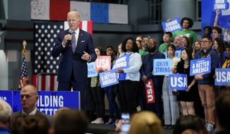 President Joe Biden speaks during a Democratic National Committee event at the National Education Association Headquarters, Friday, Sept. 23, 2022, in Washington. (AP Photo/Evan Vucci)