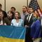 Speaker of the House Nancy Pelosi, D-Calif., poses with Ukrainian community leaders after holding a roundtable discussion at the San Francisco Federal Building Thursday, June 2, 2022. Third from right is Rep. Barbara Lee, D-Calif. (AP Photo/Eric Risberg)