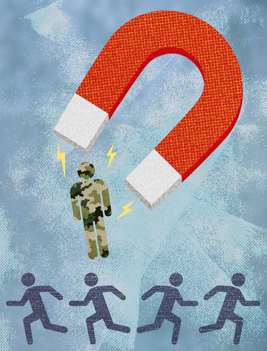 Military Recruitment Problems Illustration by Greg Groesch/The Washington Times