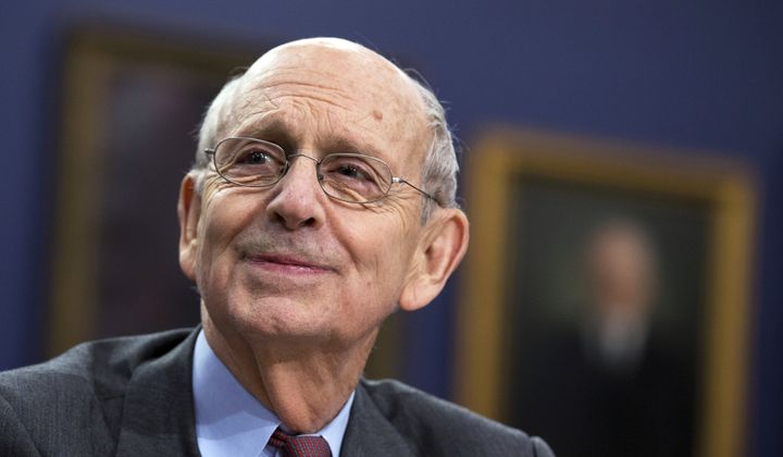 Then-Supreme Court Associate Justice Stephen G. Breyer testifies before a House Committee on Appropriations Subcommittee on Financial Services hearing to review the FY 2016 budget request of the Supreme Court of the United States, on Capitol Hill in Washington on March 23, 2015. (AP Photo/Manuel Balce Ceneta) **FILE**