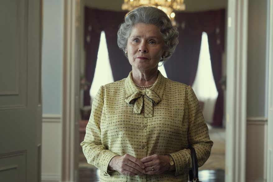 This image released by Netflix shows Imelda Staunton as Queen Elizabeth in &amp;quot;The Crown.&amp;quot; (Alex Bailey/Netflix via AP)