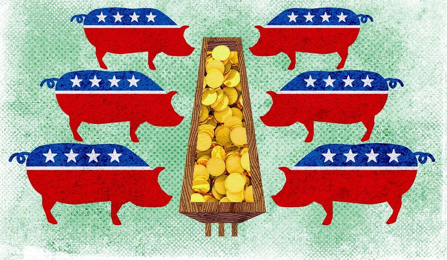 Democrats needless spending like pigs at the trough Illustration by Greg Groesch/The Washington Times