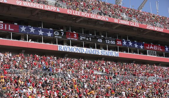 Fans are seen during a NFL football game between the Green Bay Packers and Tampa Bay Buccaneers, Sunday, September 25, 2022 in Tampa, Fla. (AP Photo/Alex Menendez) **FILE**