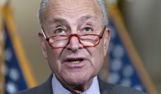 Senate Majority Leader Chuck Schumer, D-N.Y., speaks during a news conference following the Democrats policy luncheon meeting on Capitol Hill, Tuesday, Sept. 20, 2022, in Washington. (AP Photo/Jose Luis Magana)