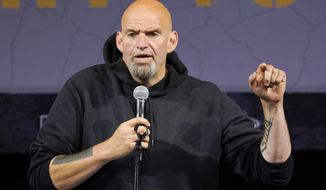 Pennsylvania Lt. Gov. John Fetterman, the Democratic nominee for the state&#39;s U.S. Senate seat, speaks during a rally in Erie, Pa., Aug. 12, 2022. Fetterman has made abortion rights a prominent theme in the suburbs to invigorate female voters after the U.S. Supreme Court overturned Roe v. Wade in June. (AP Photo/Gene J. Puskar, File)