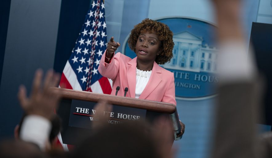 White House press secretary Karine Jean-Pierre speaks during a briefing at the White House, Wednesday, Sept. 28, 2022, in Washington. (AP Photo/Evan Vucci)