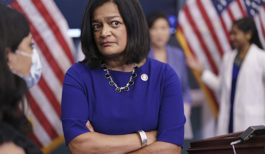 Rep. Pramila Jayapal, D-Wash., chair of the House Progressive Caucus, attends an event on heart health for South Asians, at the Capitol in Washington, July 28, 2022. (AP Photo/J. Scott Applewhite, File)