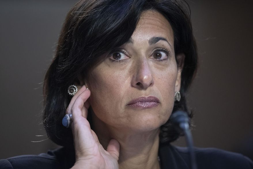 Dr. Rochelle Walensky, Director of the Centers for Disease Control and Prevention, testifies during the Senate Health, Education, Labor, and Pensions hearing to examine stopping the spread of monkeypox, focusing on the federal response, in Washington, Wednesday, Sept. 14, 2022. (AP Photo/Cliff Owen)