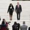 Supreme Court Associate Justice Ketanji Brown Jackson walks with Chief Justice of the United States John Roberts down the front steps, following her formal investiture ceremony at the Supreme Court in Washington, Friday, Sept. 30, 2022. (AP Photo/Carolyn Kaster)