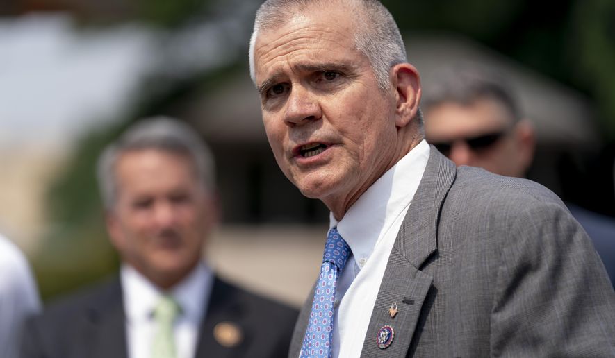 U.S. Rep. Matt Rosendale, R-Mont., speaks at a news conference on Capitol Hill in Washington on July 29, 2021. Rosendale is seeking re-election to a U.S. House seat representing eastern Montana in the upcoming November election. (AP Photo/Andrew Harnik, File)(AP Photo/Andrew Harnik, File)