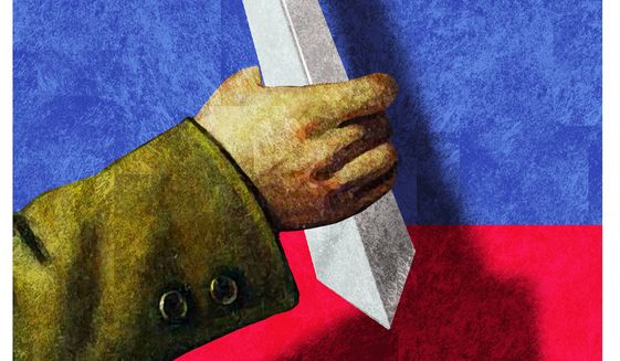 Illustration on Russian army ineptitude by Alexander Hunter/The Washington Times
