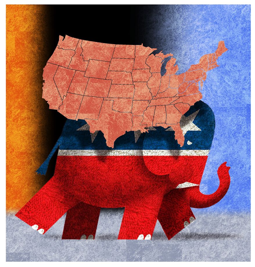 Illustration on Republicans&#x27; &quot;Commitment to America&quot; by Alexander Hunter/The Washington Times