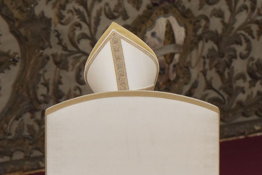 Pope Francis celebrates a mass for the canonization of two new saints, Giovanni Battista Scalabrini and Artemide Zatti, in St. Peter's Square at the Vatican, Sunday, Oct. 9, 2022. (AP Photo/Andrew Medichini)