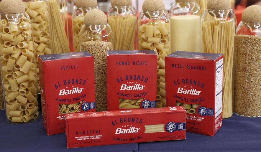 Barilla® reimagines pasta with Al Bronzo, its new premium line, Monday, Oct. 10, 2022 in New York. Made with the highest quality durum wheat, Barilla® Al Bronzo is expertly crafted using innovative micro-engraved bronze dies for a robust texture and an extraordinary sauce grip. A class action lawsuit accusing Barilla America Inc. of false advertising was allowed to proceed this week in the U.S. District of Northern California. (Stuart Ramson/AP Images for Barilla USA)