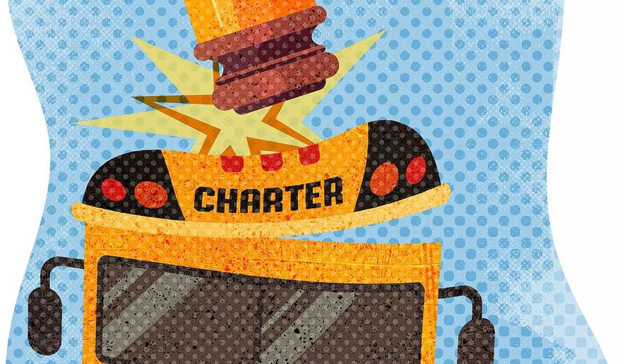 Illustration on government, courts and charter schools by Greg Groesch/ The Washington Times