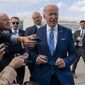 President Joe Biden speaks to the media before boarding Air Force One at Des Moines International Airport, in Des Moines Iowa, April 12, 2022, en route to Washington. (AP Photo/Carolyn Kaster, File)