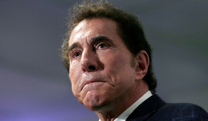 This March 15, 2016, file photo, shows casino mogul Steve Wynn at a news conference in Medford, Mass. A federal judge on Wednesday, Oct. 12, 2022, dismissed a Justice Department lawsuit that sought to force longtime casino developer Steve Wynn to register as a foreign agent because of lobbying work it said he conducted at the behest of the Chinese government during the Trump administration. (AP Photo/Charles Krupa, File)