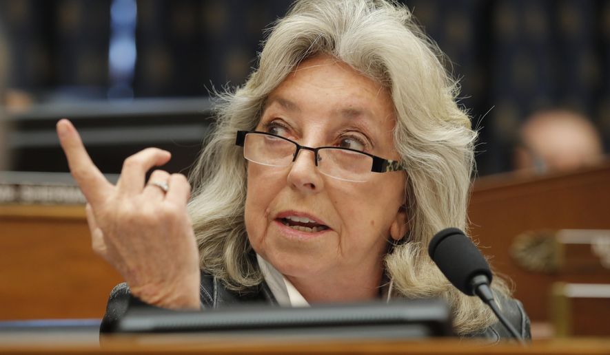 Rep. Dina Titus, D-Nev., speaks during a House Foreign Affairs Committee hearing in Washington on Feb. 28, 2020. Six-term Rep. Titus anticipates her stiffest election challenge in Las Vegas yet against Republican Mark Robertson after Democrats sacrificed parts of their traditional stronghold during redistricting in exchange for some gains in the neighboring swing districts. (AP Photo/Carolyn Kaster, File)