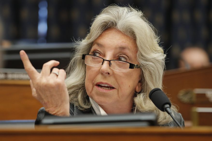 Rep. Dina Titus, D-Nev., speaks during a House Foreign Affairs Committee hearing in Washington on Feb. 28, 2020. Six-term Rep. Titus anticipates her stiffest election challenge in Las Vegas yet against Republican Mark Robertson after Democrats sacrificed parts of their traditional stronghold during redistricting in exchange for some gains in the neighboring swing districts. (AP Photo/Carolyn Kaster, File)