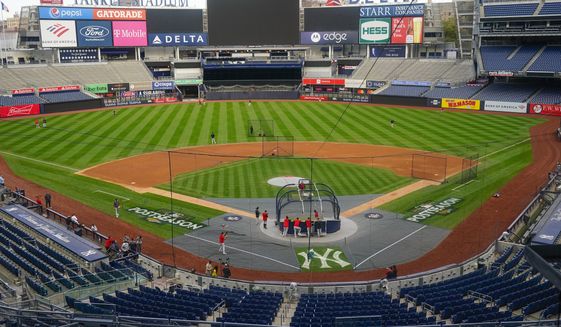 Cleveland Guardians players work out ahead of Game 2 of an American League Division series baseball game against the New York Yankees Wednesday, Oct. 12, 2022, in New York. (AP Photo/Frank Franklin II) **FILE**