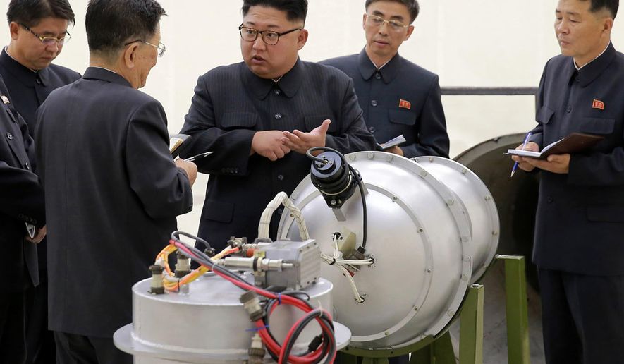 This undated file image distributed on Sept. 3, 2017, by the North Korean government, shows North Korean leader Kim Jong-un at an undisclosed location. As North Korea conducts more powerful weapons tests — and threatens pre-emptive nuclear strikes on Washington and Seoul — it may be taking inspiration from the fiery rhetoric of the leader of a nuclear-armed member of the U.N. Security Council: Russia&#x27;s Vladimir Putin. (Korean Central News Agency/Korea News Service via AP) **FILE**