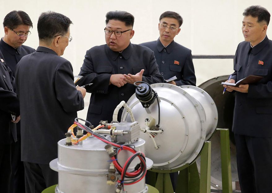 This undated file image distributed on Sept. 3, 2017, by the North Korean government, shows North Korean leader Kim Jong-un at an undisclosed location. As North Korea conducts more powerful weapons tests — and threatens pre-emptive nuclear strikes on Washington and Seoul — it may be taking inspiration from the fiery rhetoric of the leader of a nuclear-armed member of the U.N. Security Council: Russia&#39;s Vladimir Putin. (Korean Central News Agency/Korea News Service via AP) **FILE**