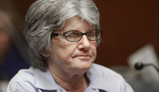 Former Manson family member and convicted murderer Patricia Krenwinkel listens to the ruling denying her parole, at a hearing at the California Institution for Women in Corona, Calif., Thursday, Jan. 20, 2011. California Gov. Gavin Newsom blocked Krenwinkel&#x27;s parole, Friday Oct. 14, 2022, saying that she is still too much of a public safety risk. A two-member parole panel for the first time time, in May 2022, had recommended Krenwinkel&#x27;s release. Krenwinkel, 74, was previously denied parole 14 times for the slayings of pregnant actress Sharon Tate and four other people in 1969. The next night, Krenwinkel helped kill grocer Leno LaBianca and his wife, Rosemary. (AP Photo/Reed Saxon, File)