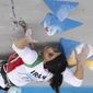 Iranian athlete Elnaz Rekabi competes during the women&#39;s Boulder &amp;amp; Lead final during the IFSC Climbing Asian Championships in Seoul, Sunday, Oct. 16, 2022. Rekabi left South Korea on Tuesday, Oct. 18, 2022 after competing at an event in which she climbed without her nation&#39;s mandatory headscarf covering, authorities said. Farsi-language media outside of Iran warned she may have been forced to leave early by Iranian officials and could face arrest back home, which Tehran quickly denied. (Rhea Khang/International Federation of Sport Climbing via AP)