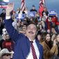MyPillow CEO Mike Lindell waves to the crowd after he was recognized by former President Donald Trump during a rally April 9, 2022, in Selma, N.C. (AP Photo/Chris Seward, File)
