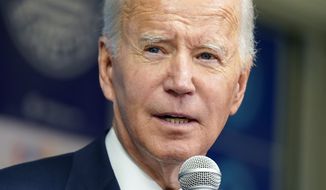 President Joe Biden speaks during a visit to the Democratic National Committee Headquarters, Monday, Oct. 24, 2022, in Washington. (AP Photo/Evan Vucci)