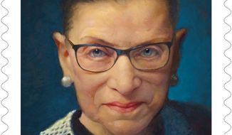The late Supreme Court Justice Ruth Bader Ginsburg will be commemorated with a postage stamp honoring her in 2023. (Image: U.S. Postal Service)