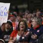 Fans watch play during the fifth inning in Game 1 of baseball&#39;s American League Championship Series between the Houston Astros and the New York Yankees, Wednesday, Oct. 19, 2022, in Houston. (AP Photo/Kevin M. Cox) **FILE**