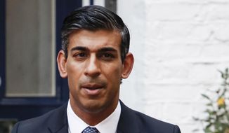 Conservative Party leadership candidate Rishi Sunak leaves his home in London, Monday, Oct. 24, 2022. (AP Photo/David Cliff)