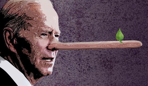 Joe Biden - Liar-in-Chief Illustration by Greg Groesch/The Washington Times