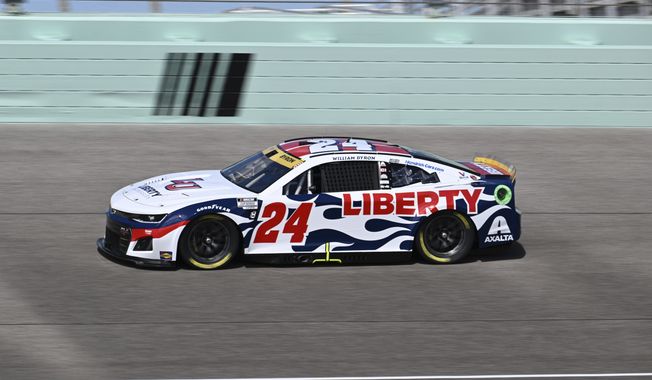 William Byron qualifies on Saturday, October 22, 2022 for the Dixie Vodka 400 at Homestead-Miami Speedway in Homestead, FL. (AP Photo/Mark Elias) **FILE**