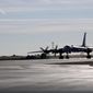 In this handout photo taken from video released by Russian Defense Ministry Press Service on Wednesday, Oct. 26, 2022, a Russian Tu-95 taxies at a base as part of Russia&#39;s nuclear drills. (Russian Defense Ministry Press Service via AP)