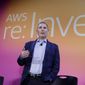 Then-Amazon Web Services CEO Andy Jassy discusses a new initiative during AWS re:Invent 2019 on Dec. 5, 2019, in Las Vegas. The National Labor Relations Board has filed a complaint Tuesday, Oct. 25, 2022, accusing Amazon CEO Andy Jassy of violating labor law during media interviews this year where he said workers are better off without a union. (Isaac Brekken/AP Images for NFL, File)