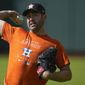 Houston Astros starting pitcher Justin Verlander works out ahead of Game 1 of the baseball World Series between the Houston Astros and the Philadelphia Phillies on Thursday, Oct. 27, 2022, in Houston. Game 1 of the series starts Friday. (AP Photo/David J. Phillip) **FILE**